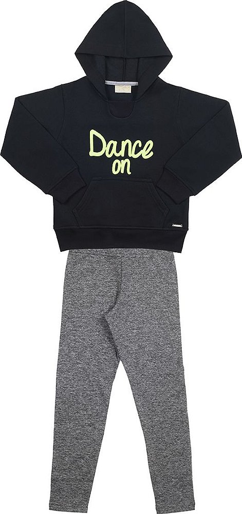 CONJUNTO INFANTIL MENINA DANCE ON MOLETOM PRETO