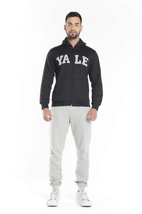 CONJUNTO ADULTO MASCULINO YALE MOLETOM PRETO