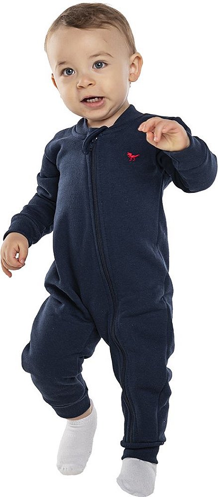 PIJAMA INFANTIL MENINO BÁSICO MOLETOM AZUL MARINHO