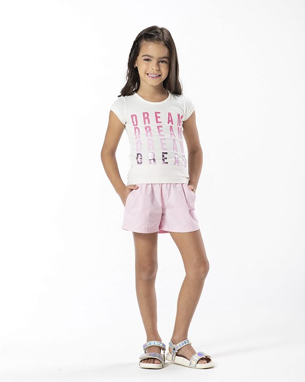 CONJUNTO INFANTIL MENINA DREAM ALGODÃO OFF WHITE