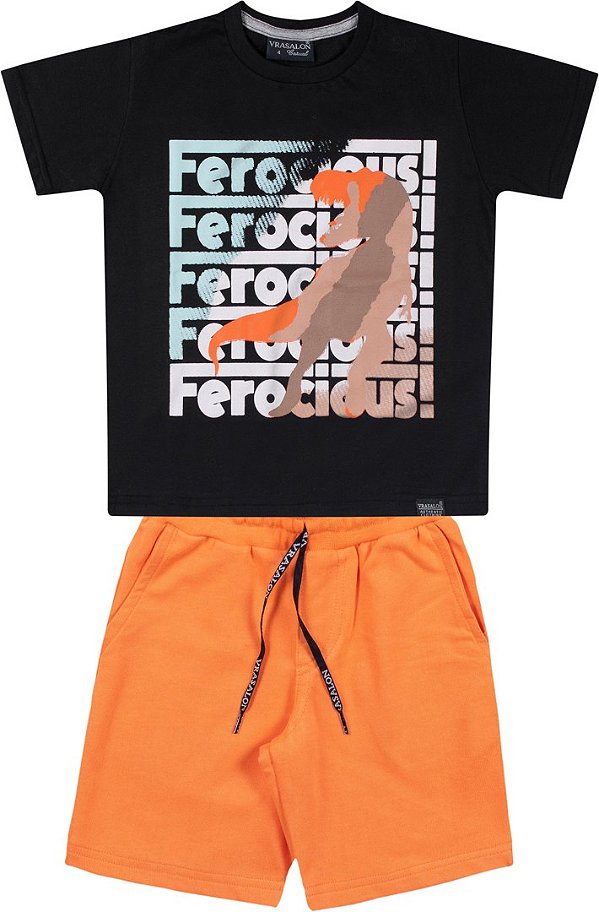 CONJUNTO INFANTIL MENINO FEROCIOUS ALGODÃO PRETO