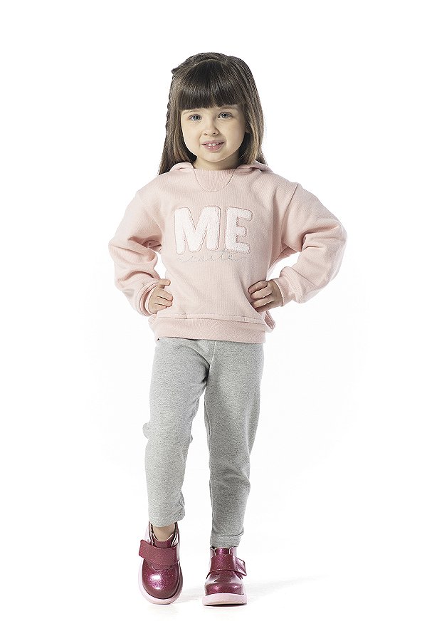 CONJUNTO INFANTIL MENINA "ME" MOLETOM ROSA