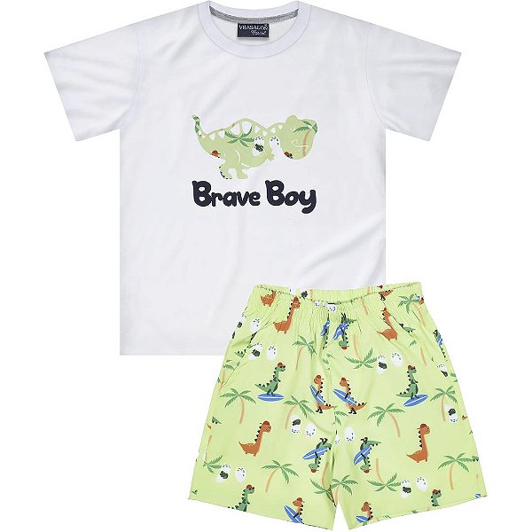 CONJUNTO INFANTIL MENINO BRAVE BOY ALGODÃO VERDE