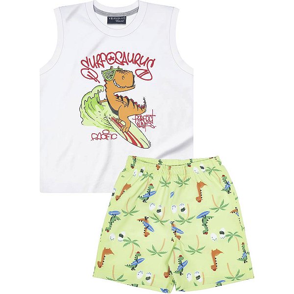 CONJUNTO INFANTIL MENINO SURFSAURUS VERDE