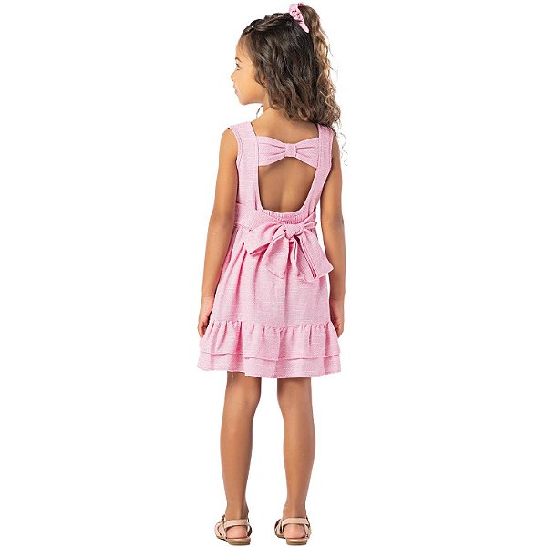 VESTIDO INFANTIL MENINA LAÇO PINK