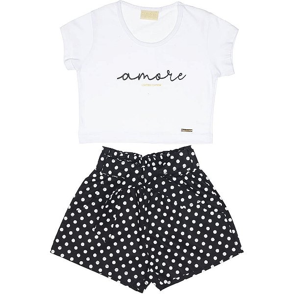 CONJUNTO INFANTIL MENINA AMORE PRETO