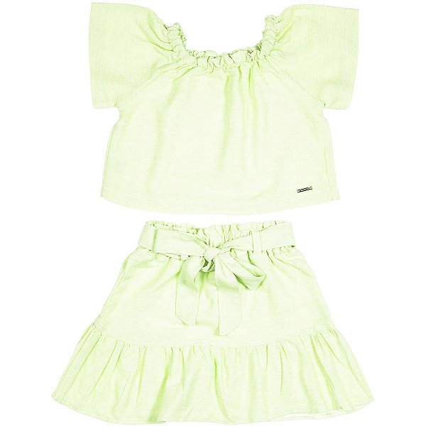 CONJUNTO INFANTIL MENINA ALGODÃO VERDE NEON