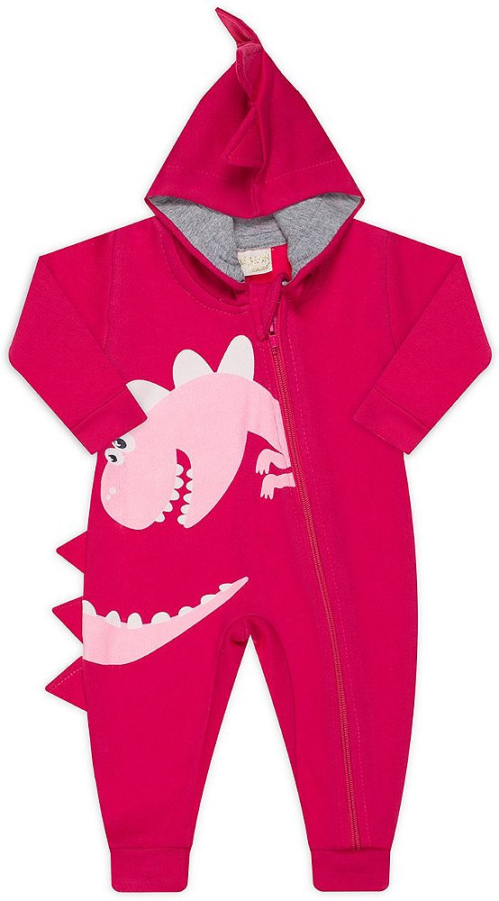 PIJAMA INFANTIL MENINA REAL DINO MOLETOM PINK