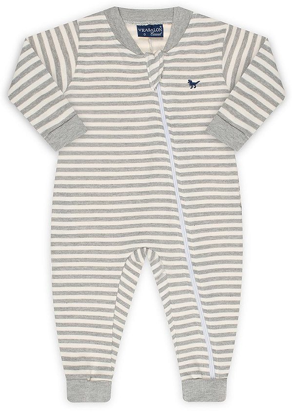 PIJAMA INFANTIL MENINO STRIPES MOLETOM CINZA