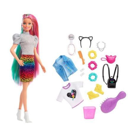 Barbie Cabelos Coloridos Penteado Arco-Íris GRN80 - Mattel