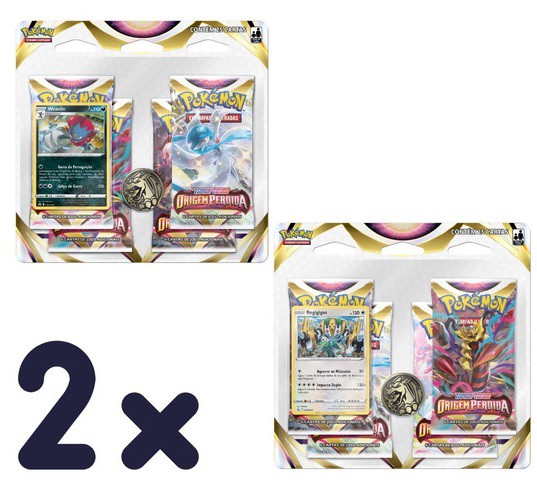 Kit com 2 Blister Quádruplo Pokémon EE11 Origem Perdida 31666 - Copag