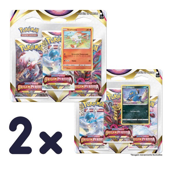 Kit com 2 Blister Triplo Pokémon EE11 Origem Perdida 31658 - Copag