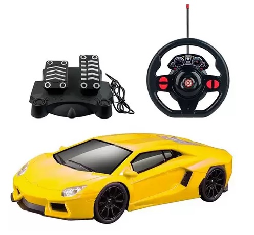 Carro Controle Racing Control com Pedal 1:16 Nitro Amarelo BR1146 - Multikids