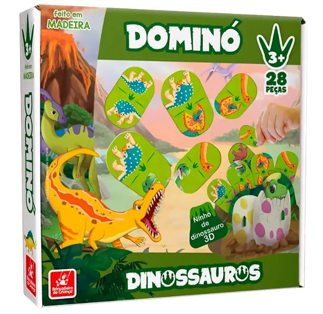 Dominó Dinossauro em Madeira 2426 - Brincadeira de Criança