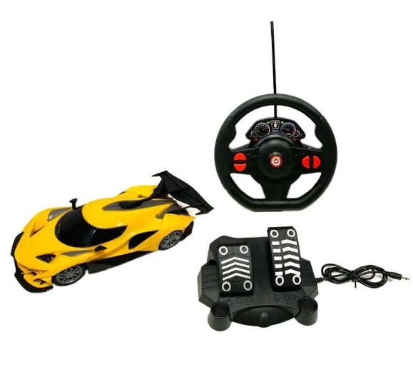 Carro Controle Racing Control com Pedal 1:16 Thunder Amarelo BR1645 - Multikids