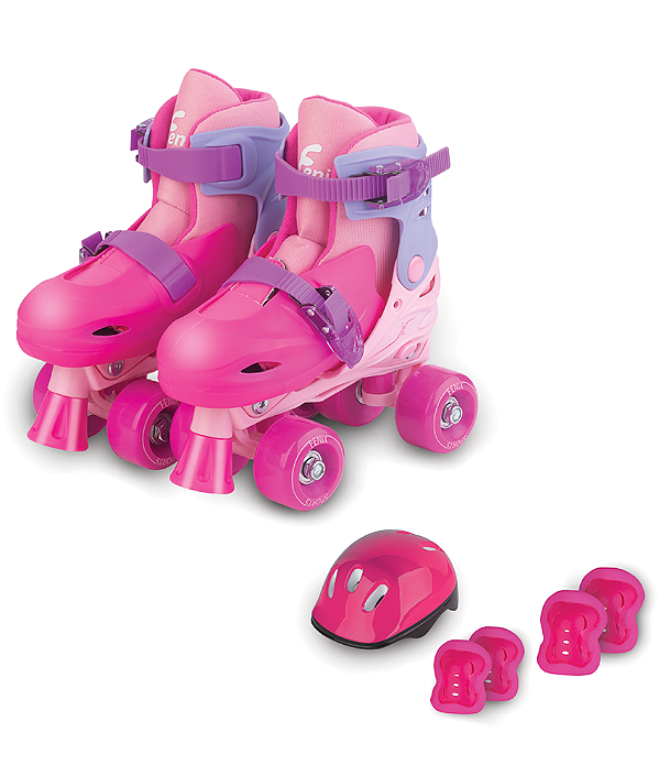 Patins 04 Rodas Ajustável 30-33 Rosa PK-01 R - Fênix Brinquedos