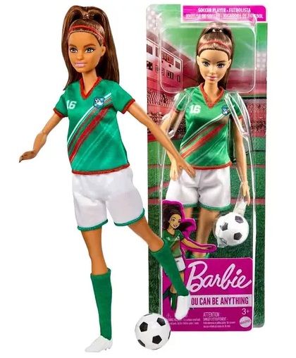 Boneca Barbie Profissões Jogadora de Futebol N16 HCN18 - Mattel