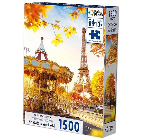 Quebra-Cabeça 1500 Peças Carrossel de Paris 792471 - Pais & Filhos