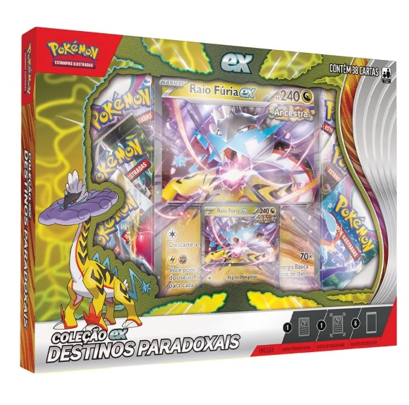 Pokémon Box Destinos Paradoxais EX Raio Fúria Ancestral 34682 - Copag