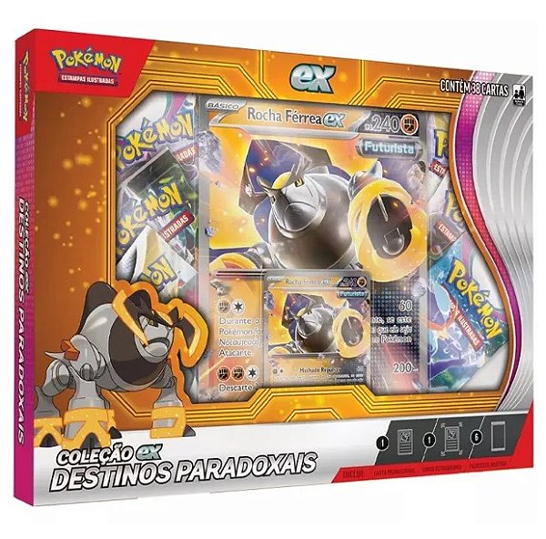 Pokémon Box Destinos Paradoxais EX Rocha Férrea Futurista 3707 - Copag