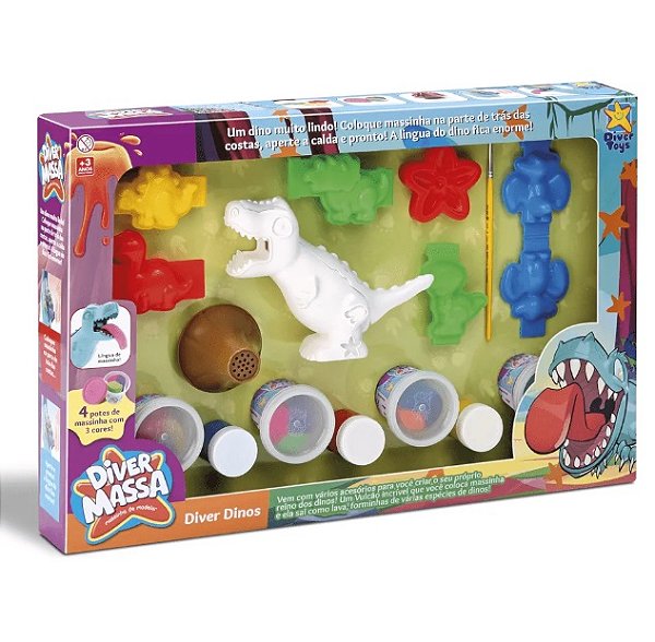 Diver Massa Diver Dinos com Axcessórios 8276 - Divertoys