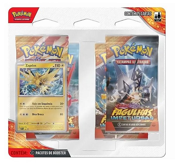 Pokémon Blister Quádruplo EV8 Fagulhas Impetuosas Zapdos e Quagsire Sortidos 35028 - Copag