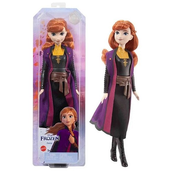 Boneca Princesas Disney Frozen Anna Vestido Preto HLW46 - Mattel