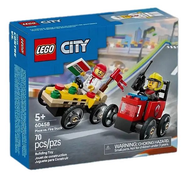 Lego City Pack de Carros de Corrida Pizza Vs Caminhão dos Bombeiros 60458 - LEGO