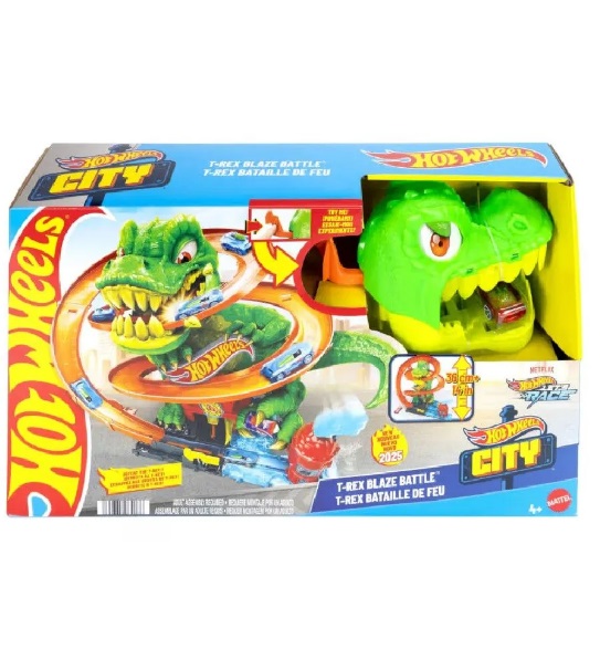 Hot Wheels City Pista T-Rex X Quartel de Bombeiros JBM73 - Mattel