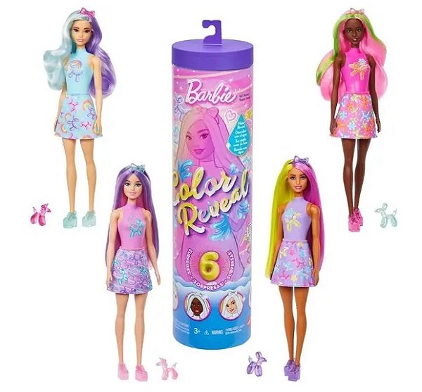 Barbie Color Reveal Série Animal Balloon Surpresa JFY73 - Mattel