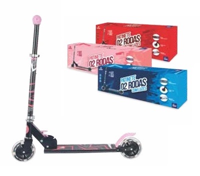 Patinete 02 Rodas Rosa com Luz PTL-02R - Fênix
