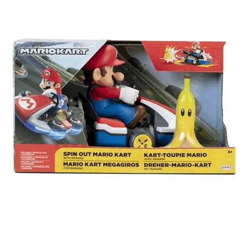 Veículo Kart Super Mario Spin Out Mario com casca de Banana 3022 - Candide