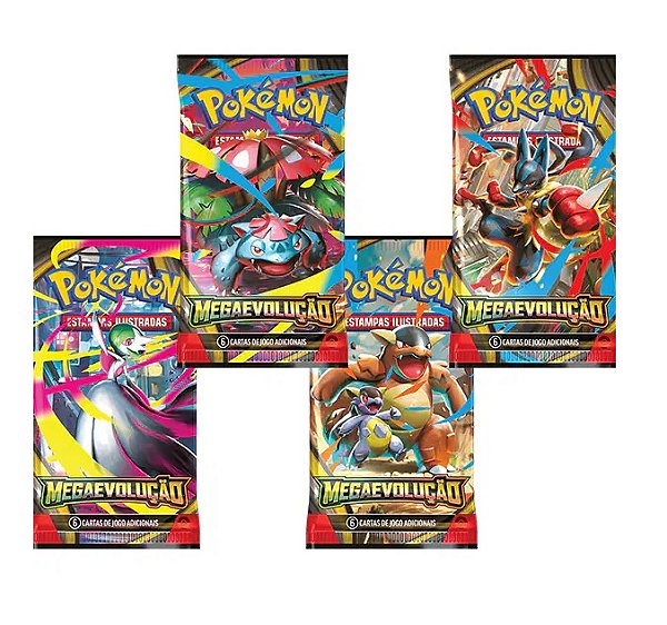 Pokémon Conjunto com 4 Boosters Unitários Megaevolução 35652 - Copag