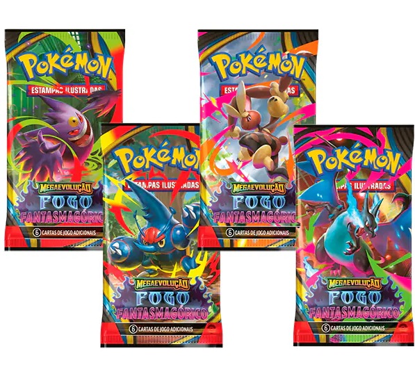 Kit com 4 Boosters Unitários Fogo Fantasmagórico Mega Evolução 02 35671 - Copag