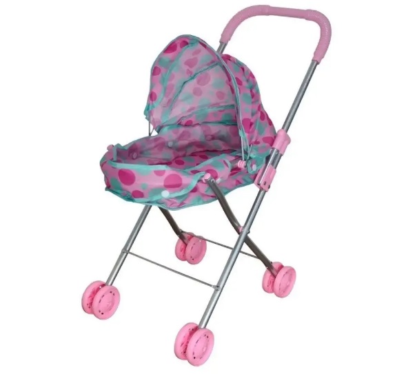 Carrinho de Boneca Passeio Divertido Berço Rosa DMT6500 - DM Toys