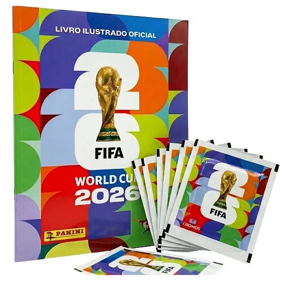 Kit Álbum de Figurinhas da Copa Brochura + 10 Pacotes de Figurinhas - Panini