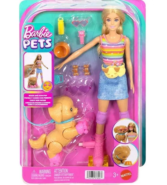 Boneca Barbie Patinadora Corrida com Cahorrinho Sortidas JMJ43 - Mattel