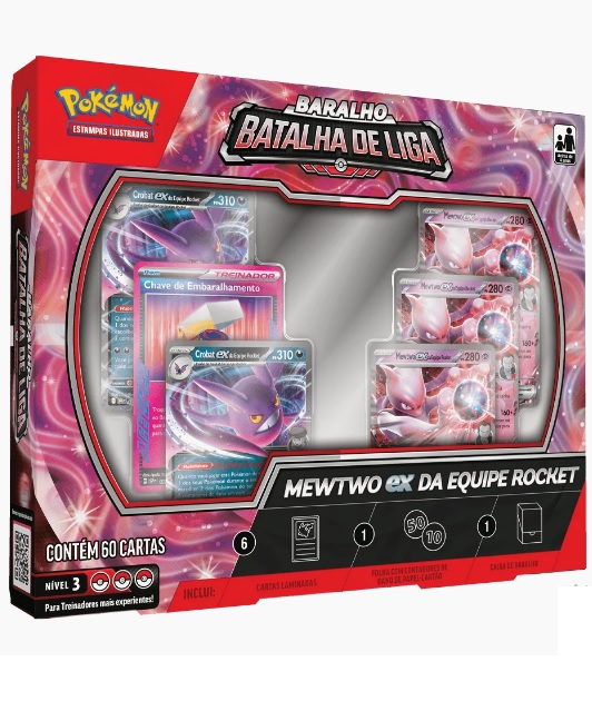 Box Pokémon Batalha EX Liga Mewtwo Equipe Rocket 35874 - Copag