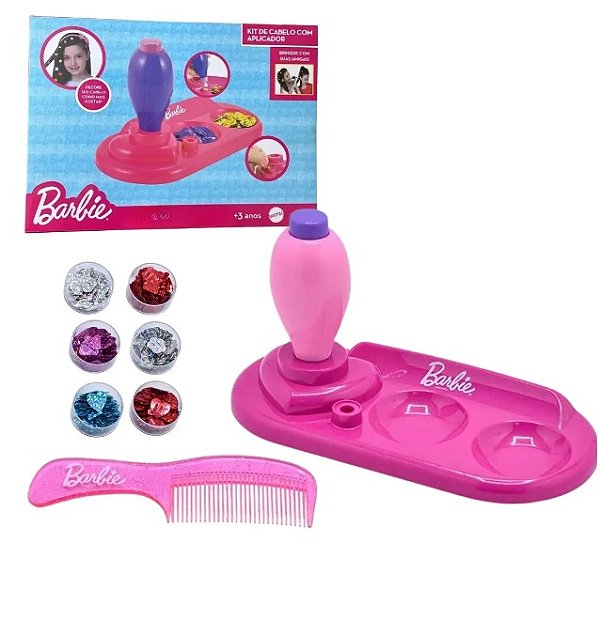 Kit Barbie de Acessórios para Cabelo com Aplicador F0196-3- Fun