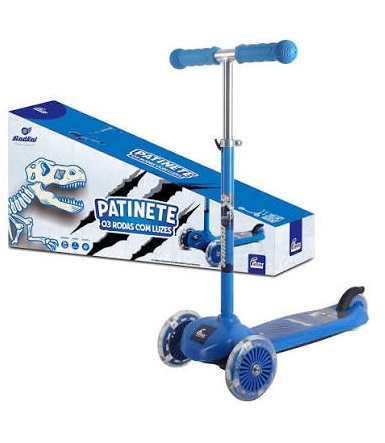 Patinete 03 Rodas Dino com Luz PTA-02D - Fênix