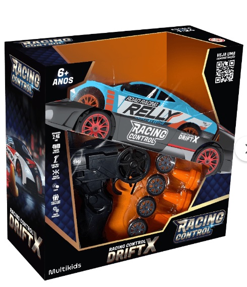 Carro Controle Racing Control 1:24 Drift X Azul BR2416 - Multikids