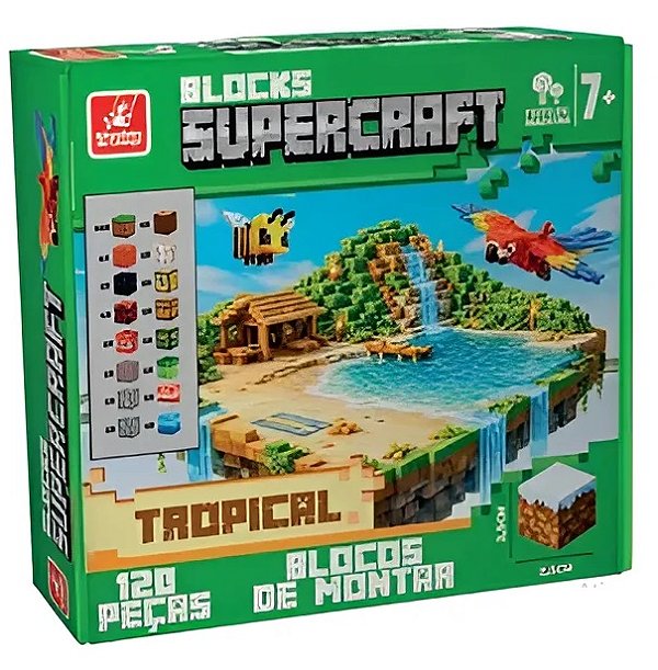 Blocks Blocos de Montar Supercraft Tropical 120 Peças 8039 - Brincadeira de Criança
