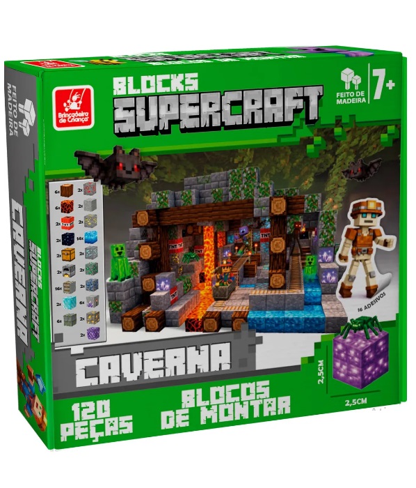 Blocks Blocos de Montar Supercraft Caverna 120 Peças 3008 - Brincadeira de Criança