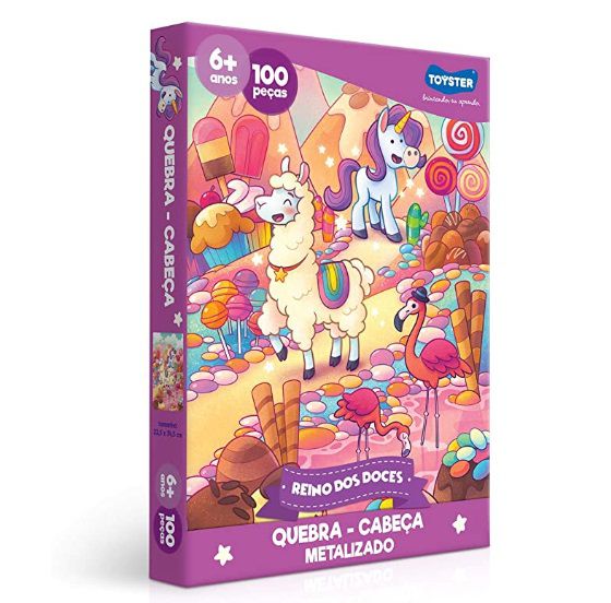 Quebra-Cabeça 100 Peças Metalizado Reino de Doces 2664 - Toyster