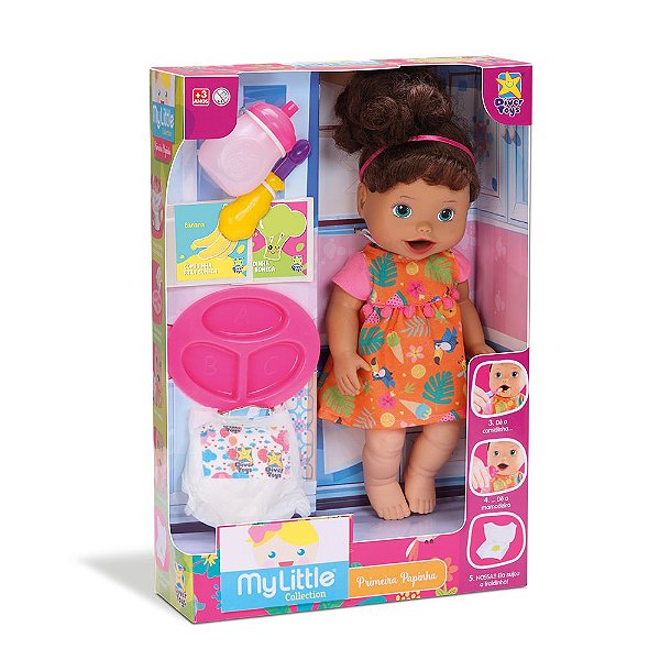 Boneca My Little Collection Primeira Papinha Morena 8105 - Divertoys