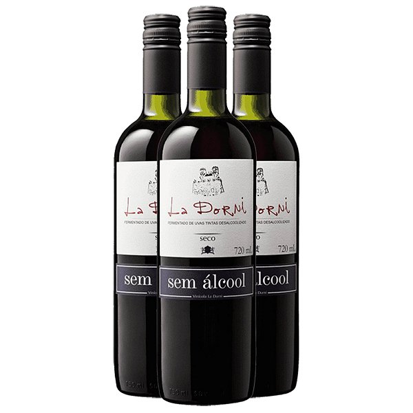 3 unidades - Vinho La Dorni Tinto Seco Bordô Sem Álcool 720 mL - SEM AÇÚCAR