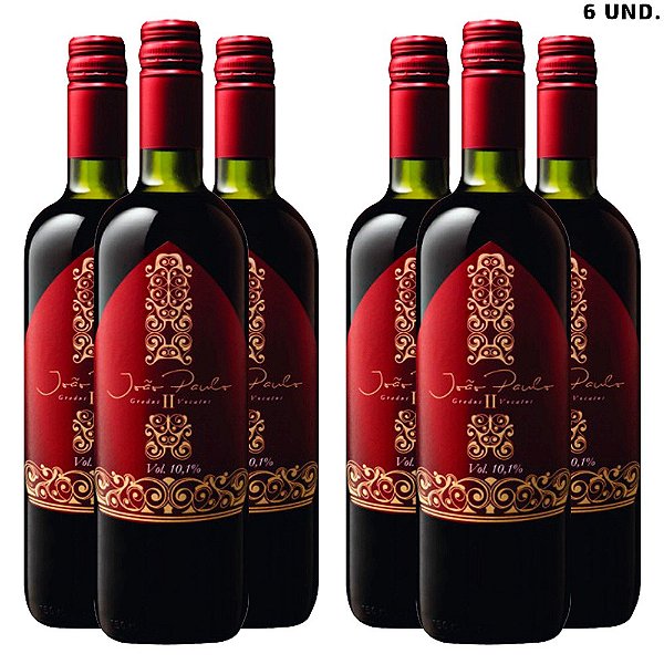 6 unidades - Vinho Canônico Tinto Seco João Paulo II Gradus Vocatus - 750 mL