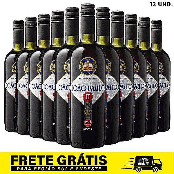 12 unidades - Vinho Canônico Tinto Suave João Paulo II - 750 mL