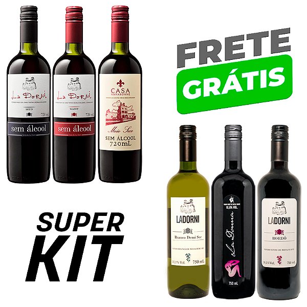 Kit Degustação de Vinhos - Alcoólicos e Sem Álcool