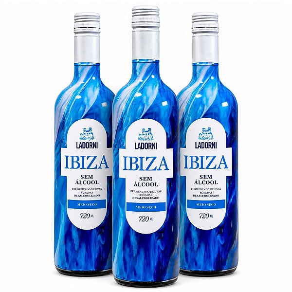 3 Unidades – Vinho Rosé Meio Seco Ibiza Sem Álcool La Dorni – 720 mL